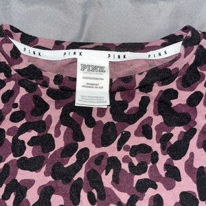 Purple cheetah print, u shaped bottom tee-shirt
